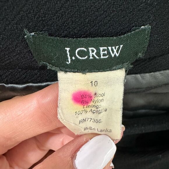 J Crew Women's Coat Wool Blend Long Black Fitted Size 10 Work Travel Casual - Picture 8 of 8